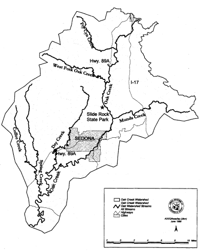 Map of the Oak Creek Watershed